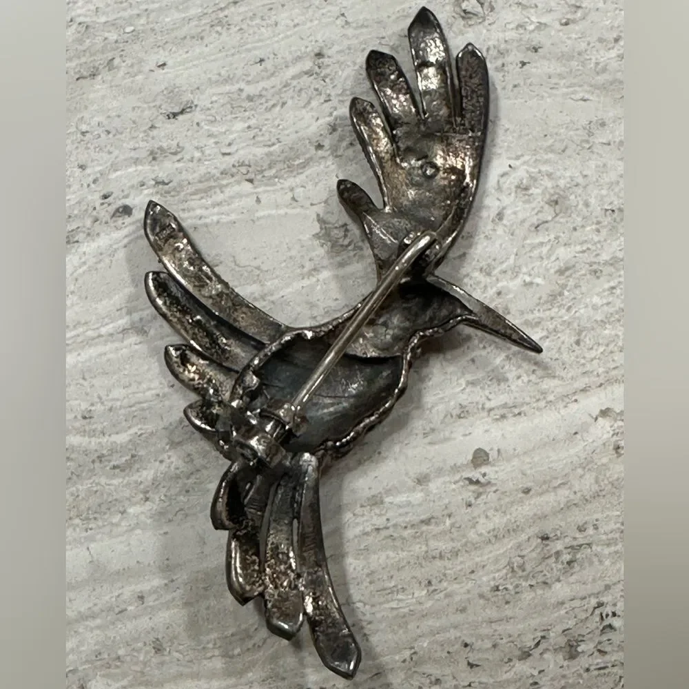 925 Silver and Macasite Vintage Bird Brooch Pin